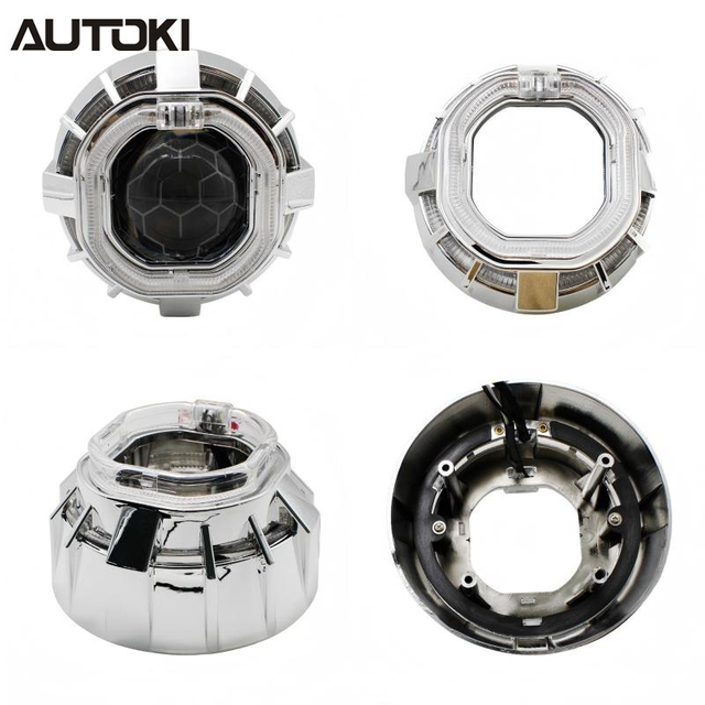 AUTOKI MG-6A 2.5inch Mini H1 Dual LED Shroud with LED Day Light Angel Eyes Crystal Halo Rings
