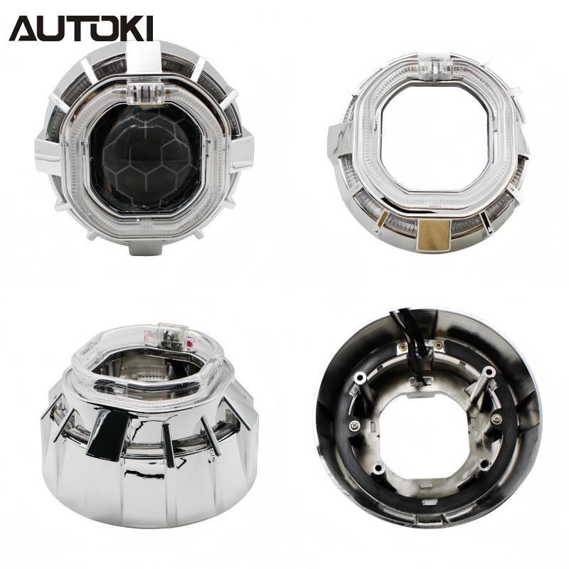 AUTOKI MG-6A 2.5inch Mini H1 Dual LED Shroud with LED Day Light Angel Eyes Crystal Halo Rings