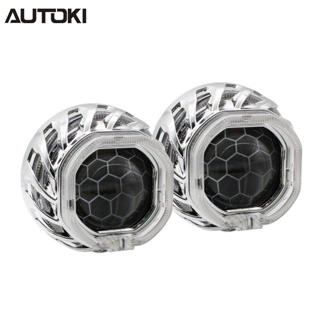 AUTOKI MG-5A 2.5inch Mini H1 Dual LED Shroud with LED Day Light Angel Eyes Crystal Halo Rings