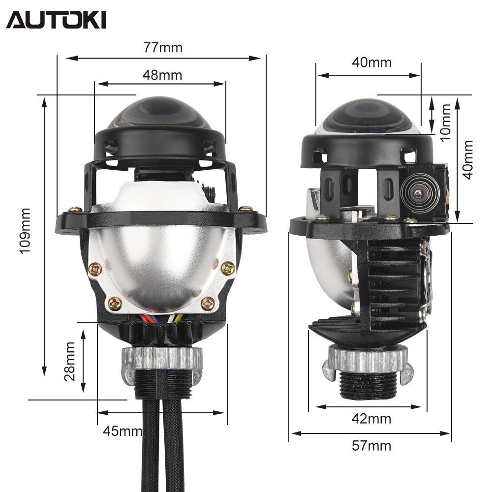AUTOKI 1.8inch Micro Mini H1 BI LED PROJECTOR LENS HEADLIGHT